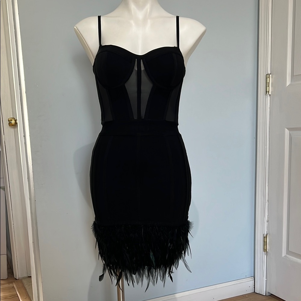 Elegant Black Feathered Dress